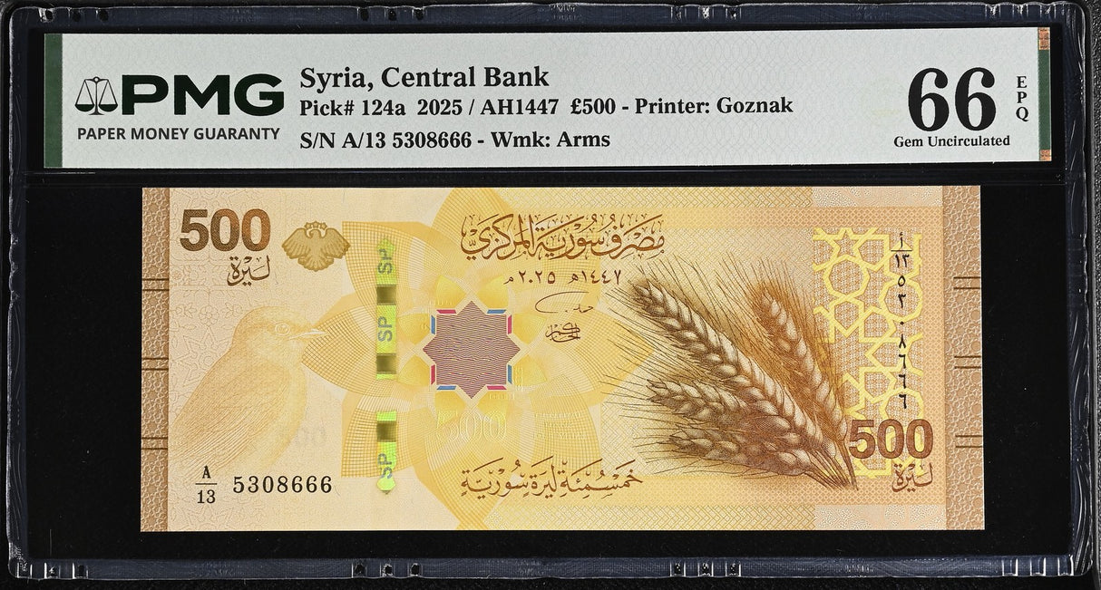 Mediteranean 500 Pounds 2025 P 124 a Gem UNC PMG 66 EPQ