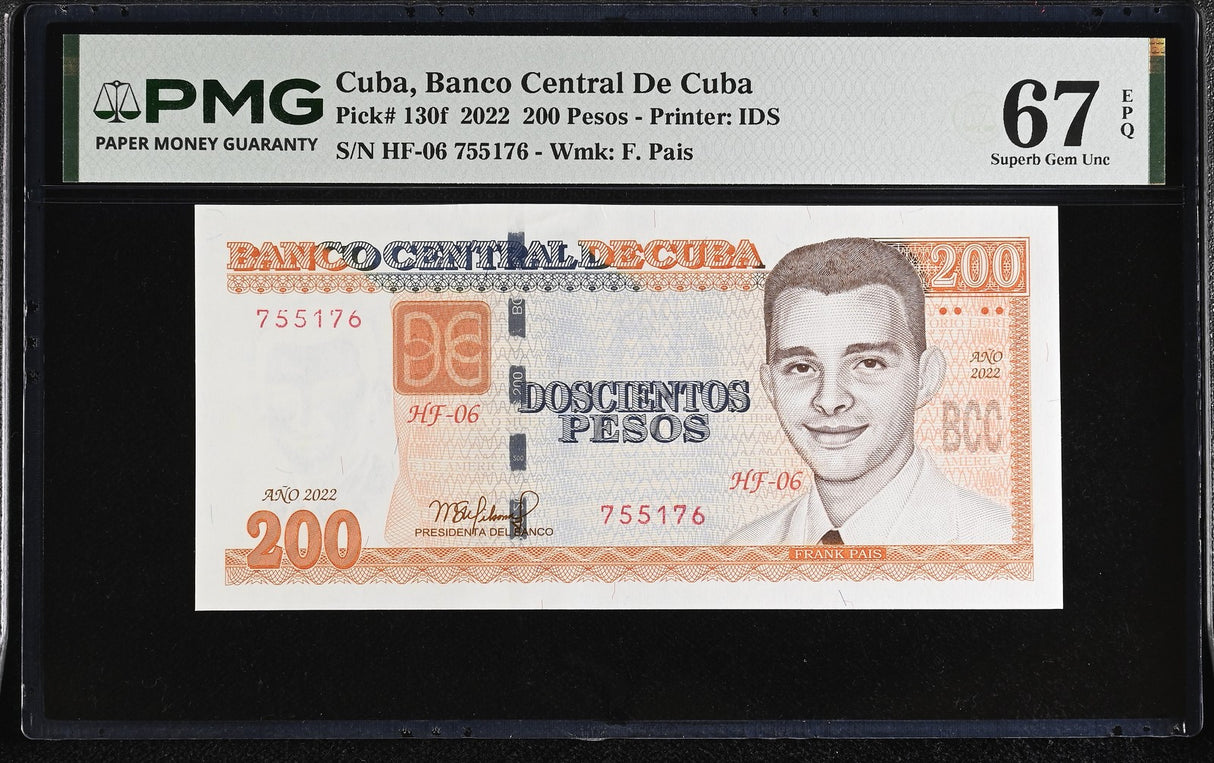 Central America 200 Pesos 2022 P 130 f Superb Gem UNC PMG 67 EPQ