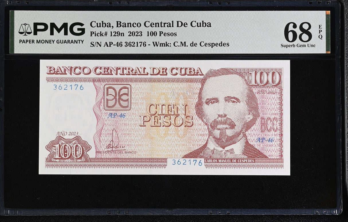 Central America 100 Pesos 2023 P 129 n Superb Gem UNC PMG 68 EPQ TOP POP
