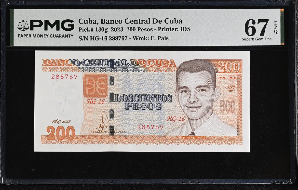 Central America 200 Pesos 2023 P 130 g Superb Gem UNC PMG 67 EPQ TOP POP