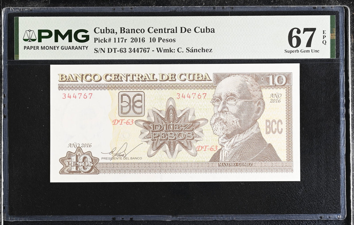 Central America 10 Pesos 2016 P 117 r Superb Gem UNC PMG 67 EPQ TOP POP