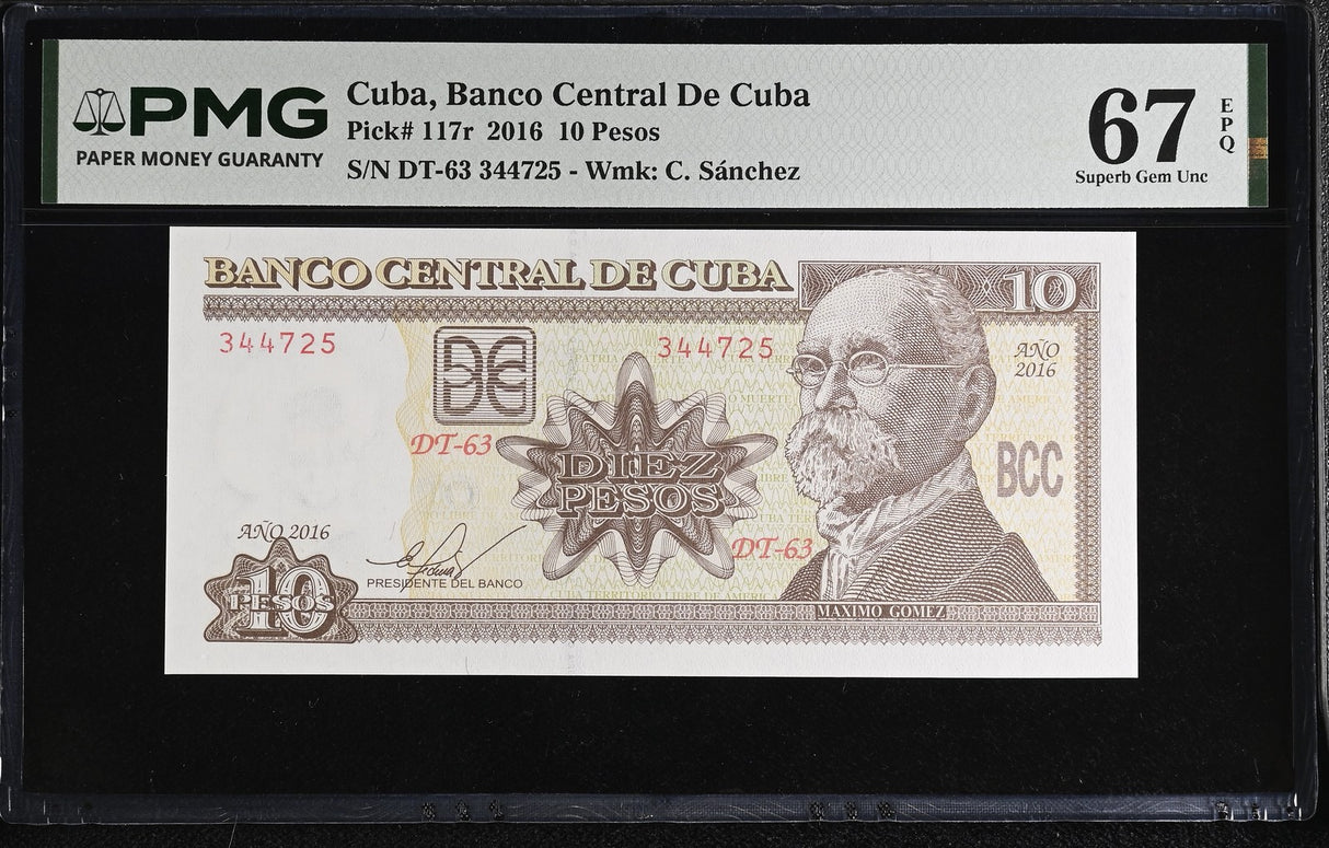 Central America 10 Pesos 2016 P 117 r Superb Gem UNC PMG 67 EPQ