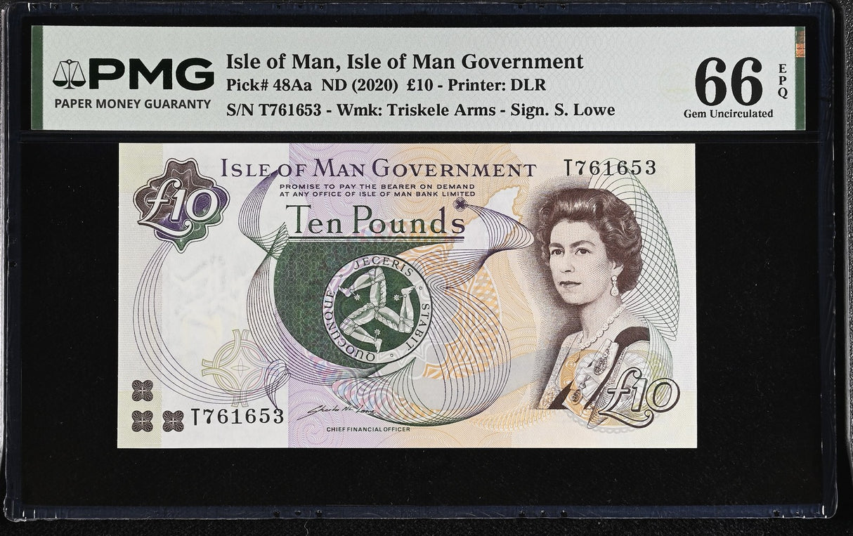 Isle of Man 10 Pounds ND 2020 P 48Aa Gem UNC PMG 66 EPQ
