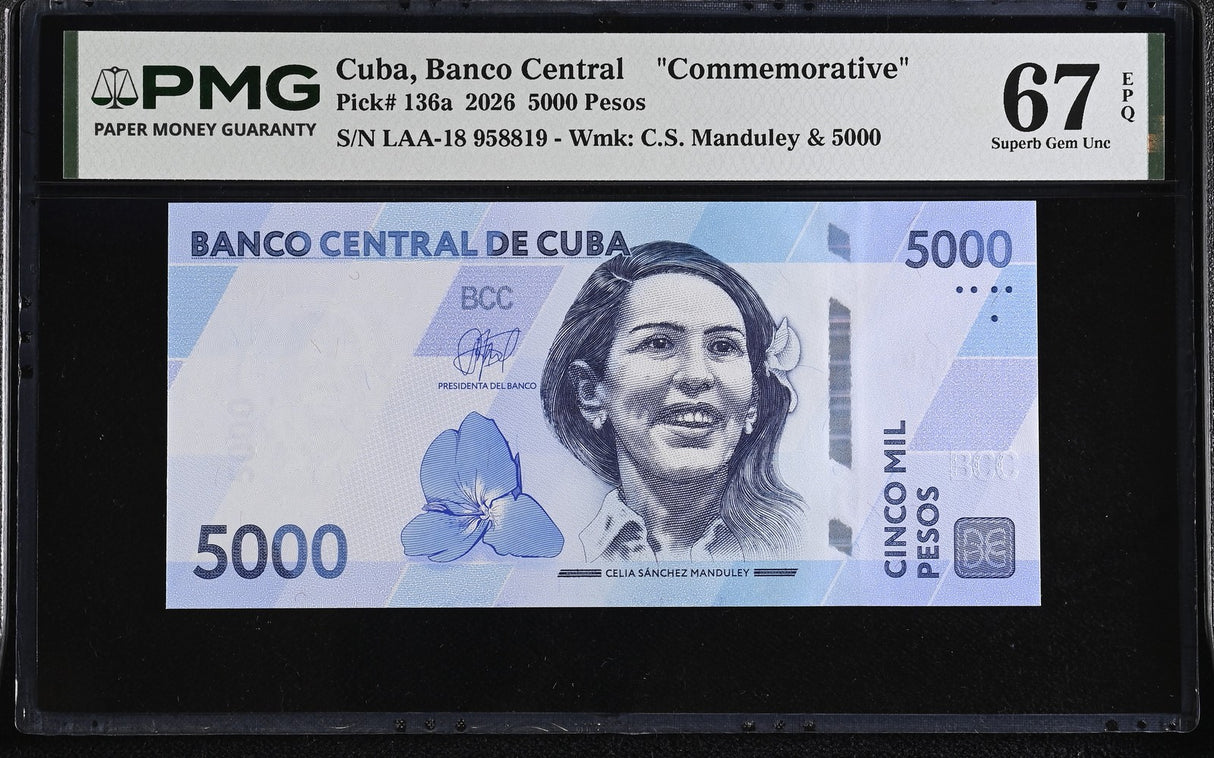 Central America 5000 Pesos 2026 P 136 a Commemorative Superb Gem UNC PMG 67 EPQ TOP POP