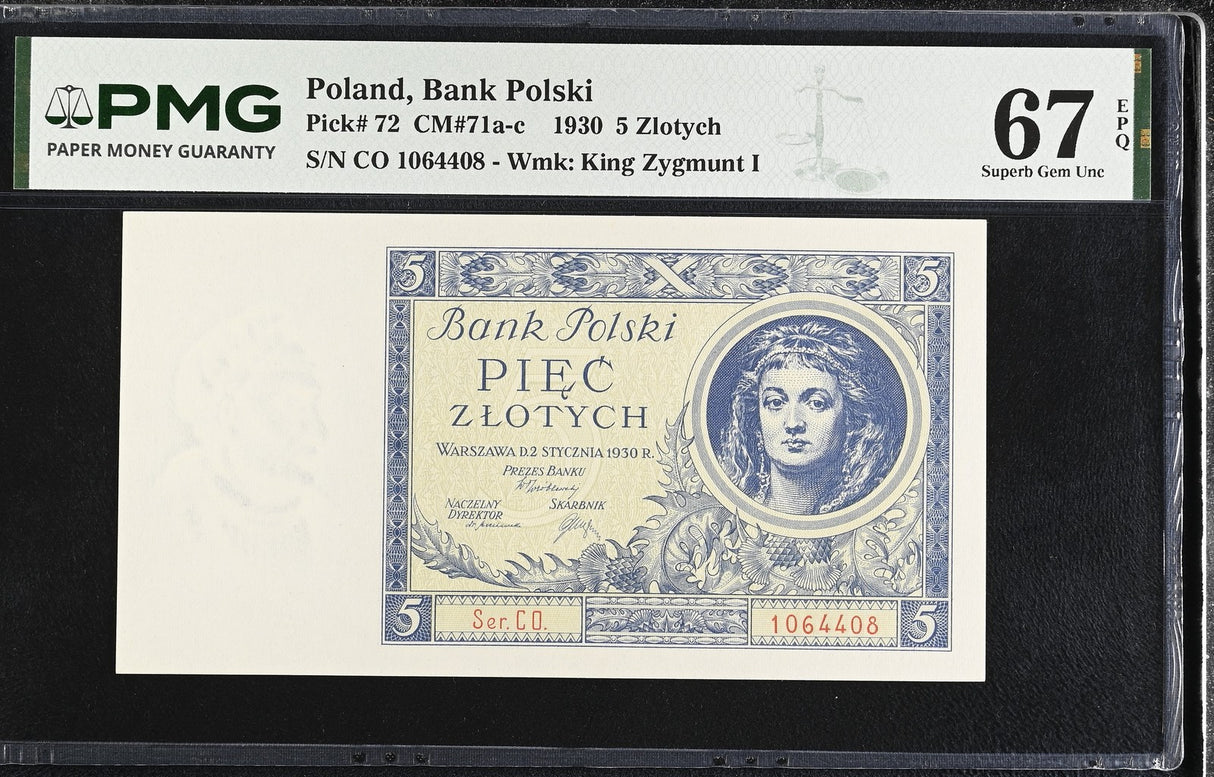 Poland 5 Zlotych 1930 P 72 Superb Gem UNC PMG 67 EPQ
