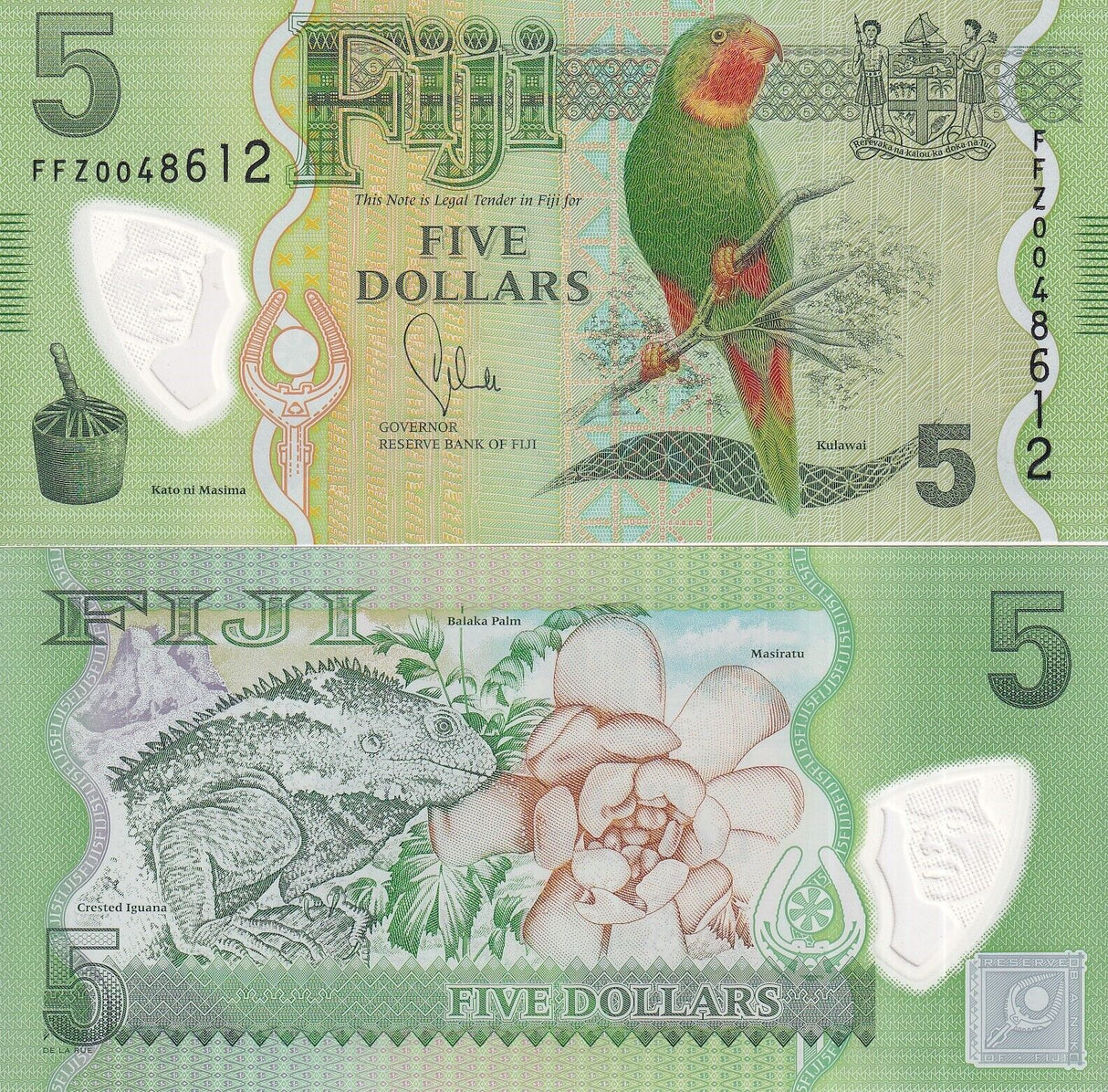 Fiji 5 Dollars 2012/2013 P 115 Polymer Random Series UNC