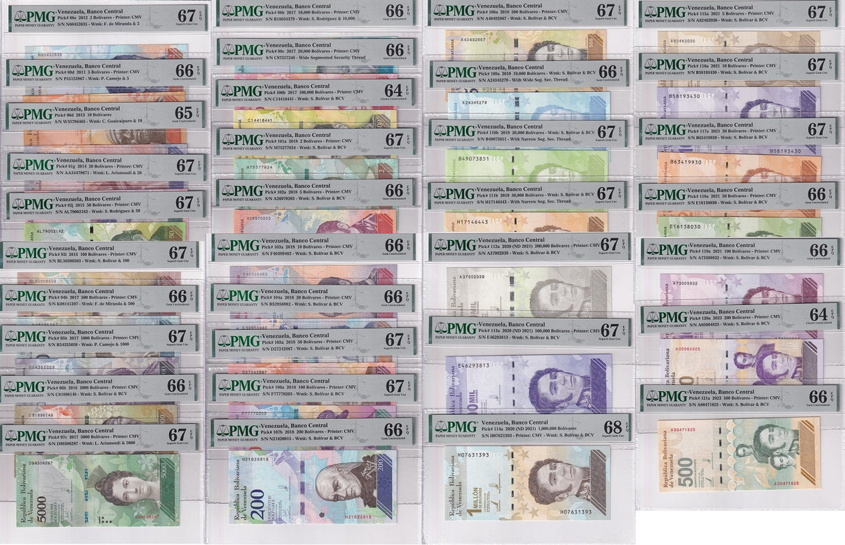 Venezuela Set 34; 2-1 Million Boliva Digital 2023 Gem UNC PMG 64 66 67 68 EPQ