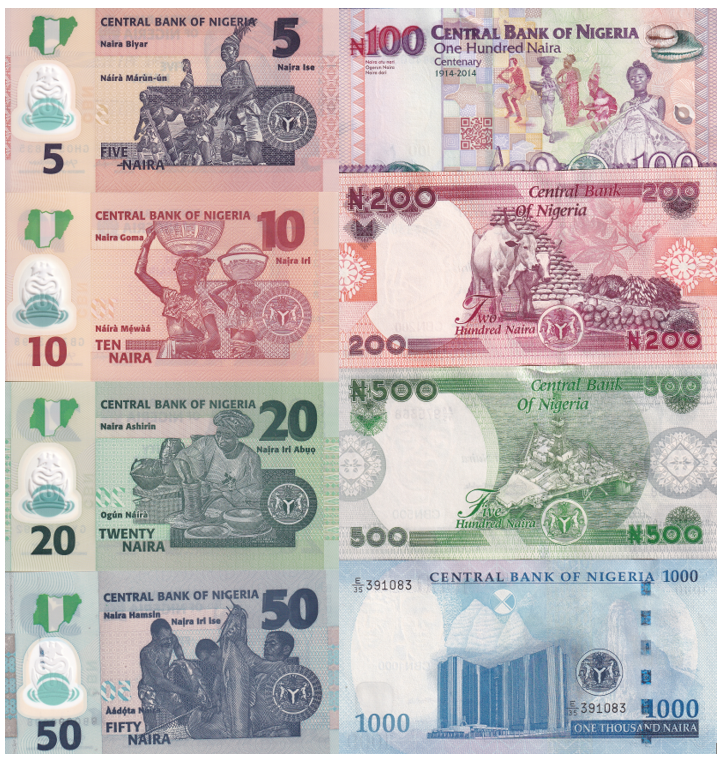 Nigeria Set 8 Pcs 5 10 20 50 - 1000 Naira 2021-2022 P 34 38 39 - 47 48 49 UNC