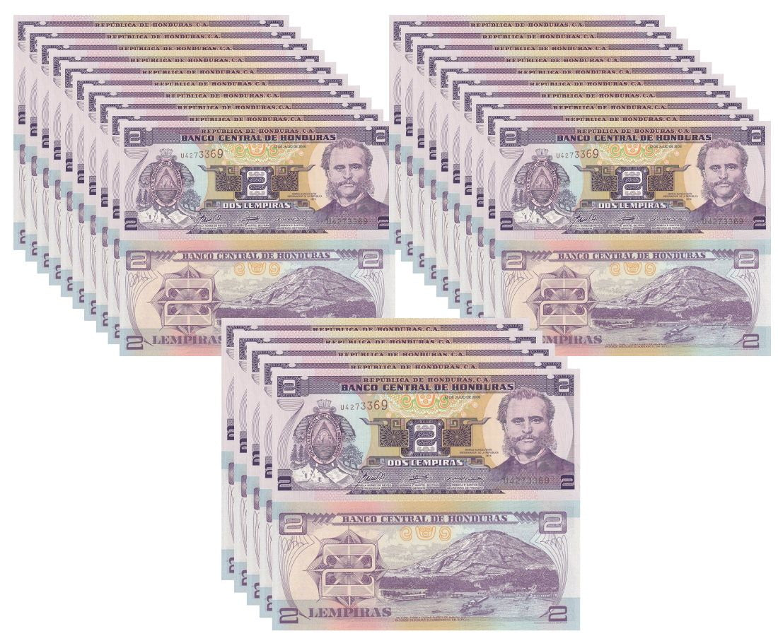 Honduras 2 Lempiras 2006 P 80Af UNC LOT 25 PCS