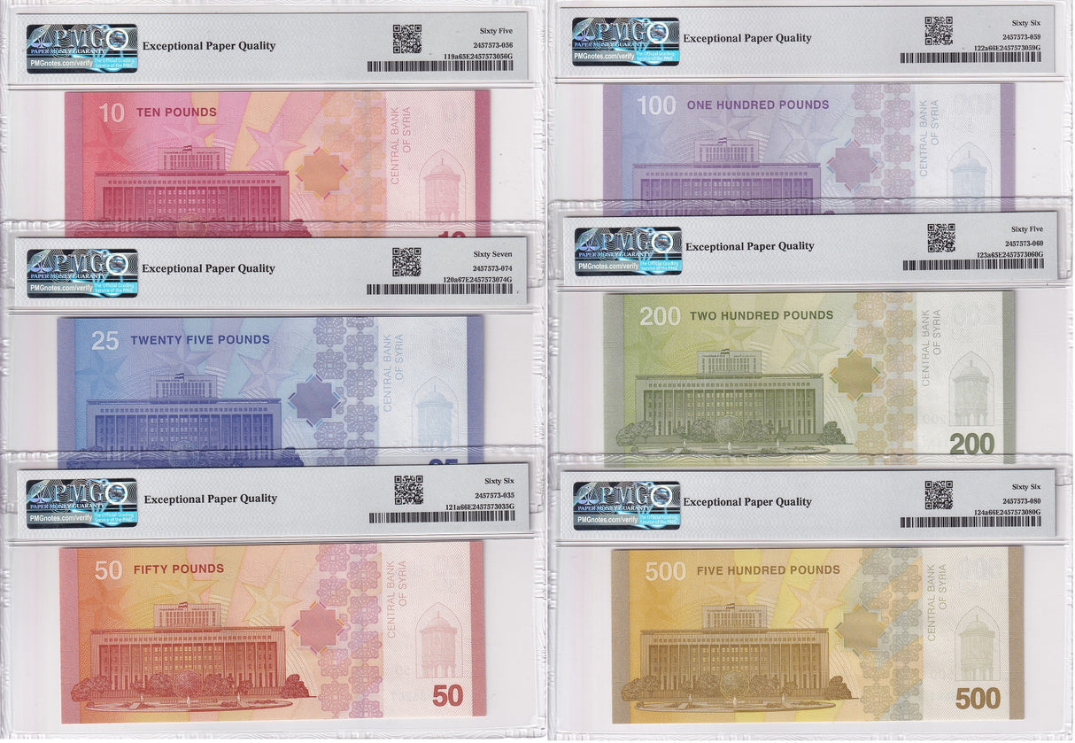 Middle East SET 6, SR 10 25-500 Pounds P 119-124 2025 2026 Gem UNC PMG 65 66 67 EPQ
