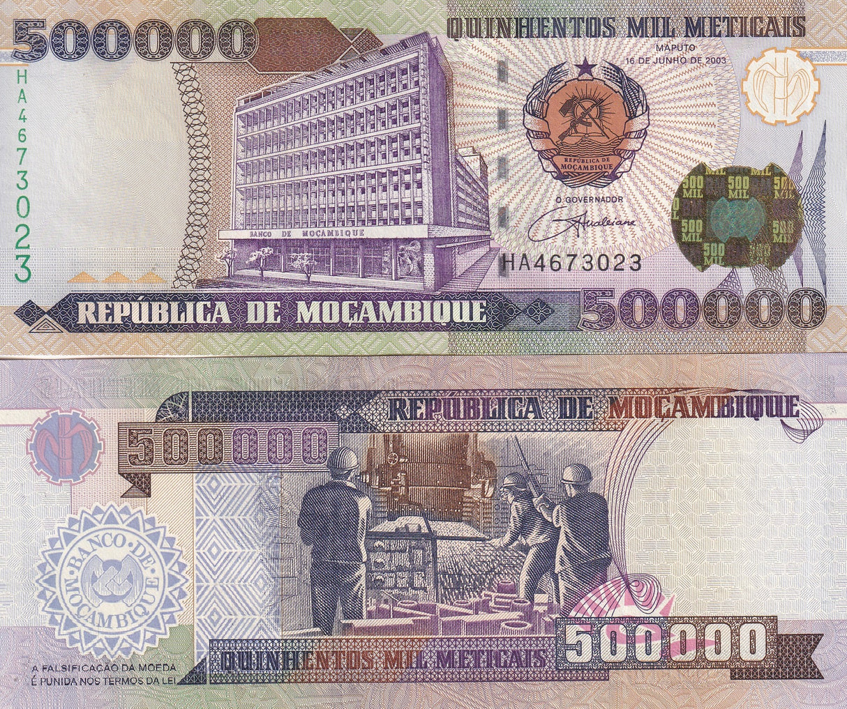 Mozambique 500000 Meticais 2003 P 142 UNC