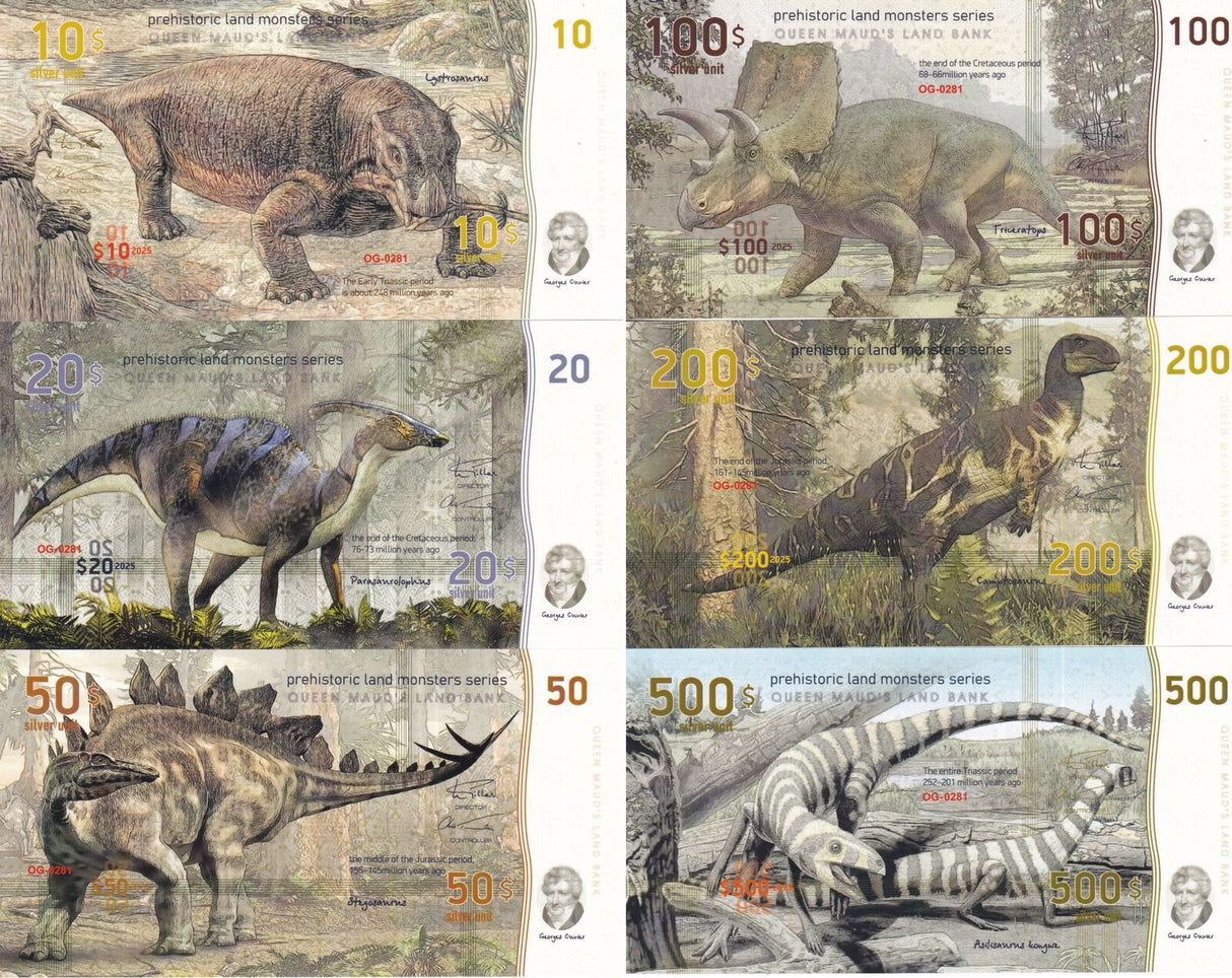 Queen Maud Land Set 6 Dinosaurs 10-200 500 Triceratop Parasanrolophus Fantasy