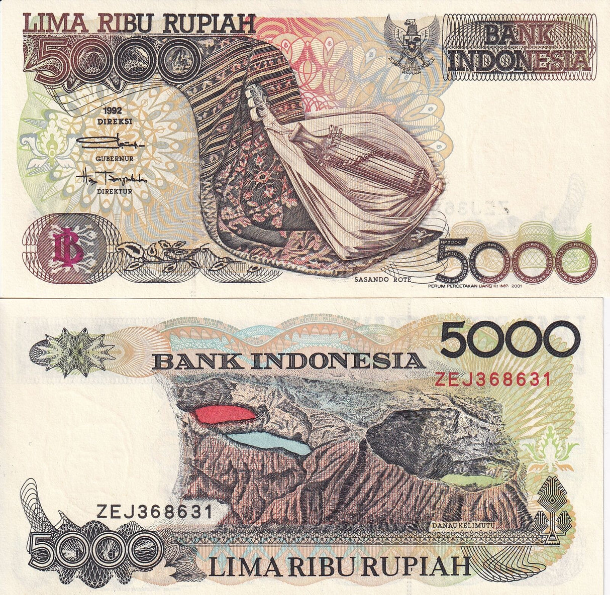Indonesia 5000 Rupiah 1992/2001 P 130 j UNC