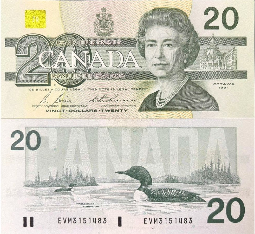 Canada 20 Dollars 1991 P 97 b Sign Bonin & Thiessen AUnc