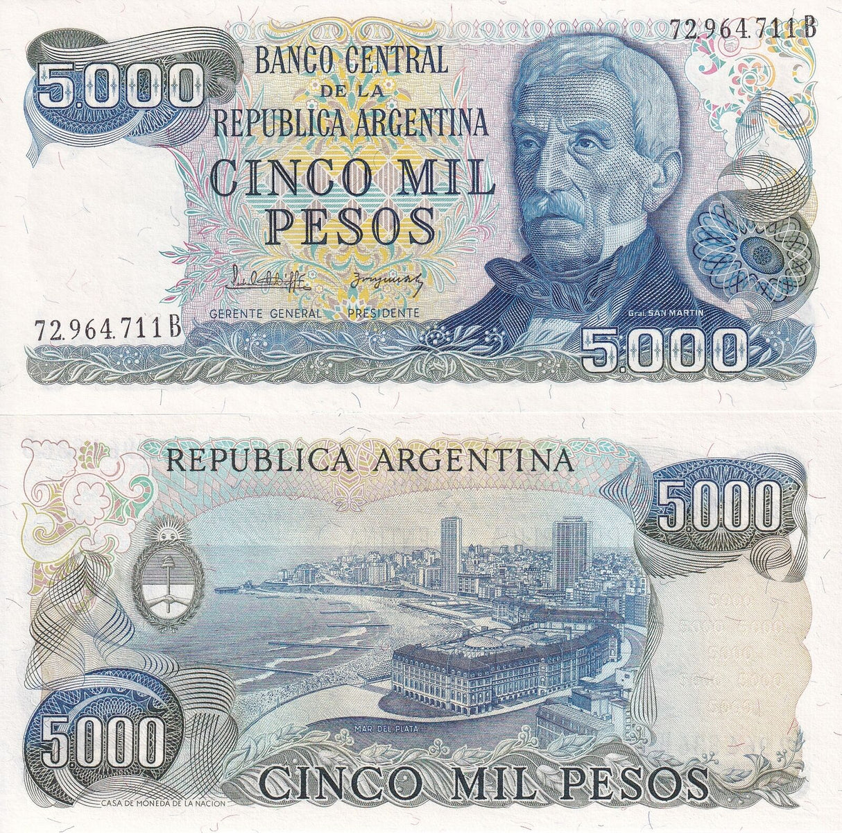 Argentina 5000 Pesos ND 1977-1983 P 305 b Sign #2 UNC
