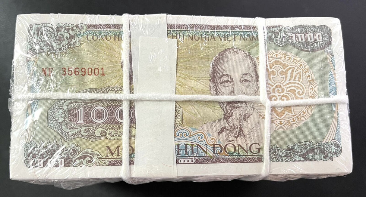 Vietnam 1000 Dong 1988 P 106 UNC LOT 1000 PCS 10 Bundles 1 Brick