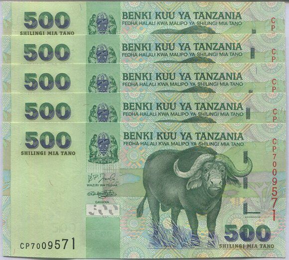 Tanzania 500 Shilingi ND 2003 P 35 UNC LOT 5 PCS