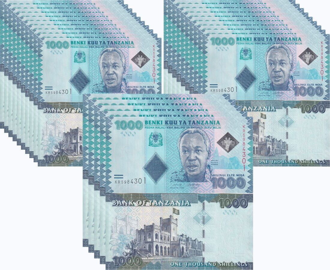 Tanzania 1000 Shillings ND 2020 P 41 c UNC Lot 25 PCS