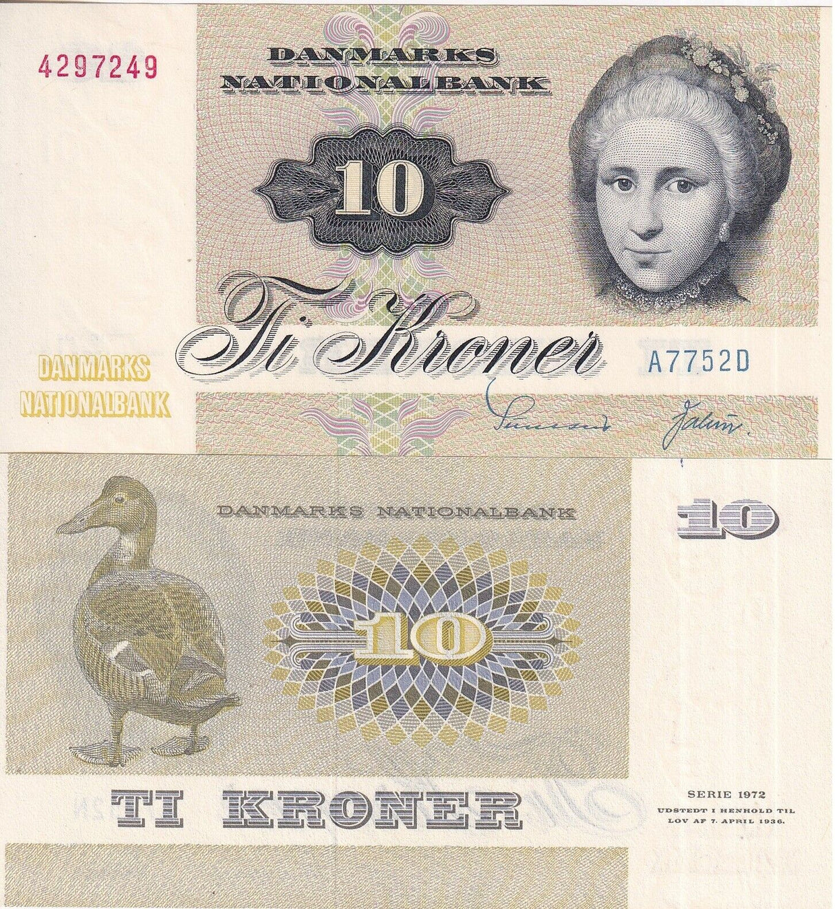 Denmark 10 Kroner 1975 P 48 e UNC