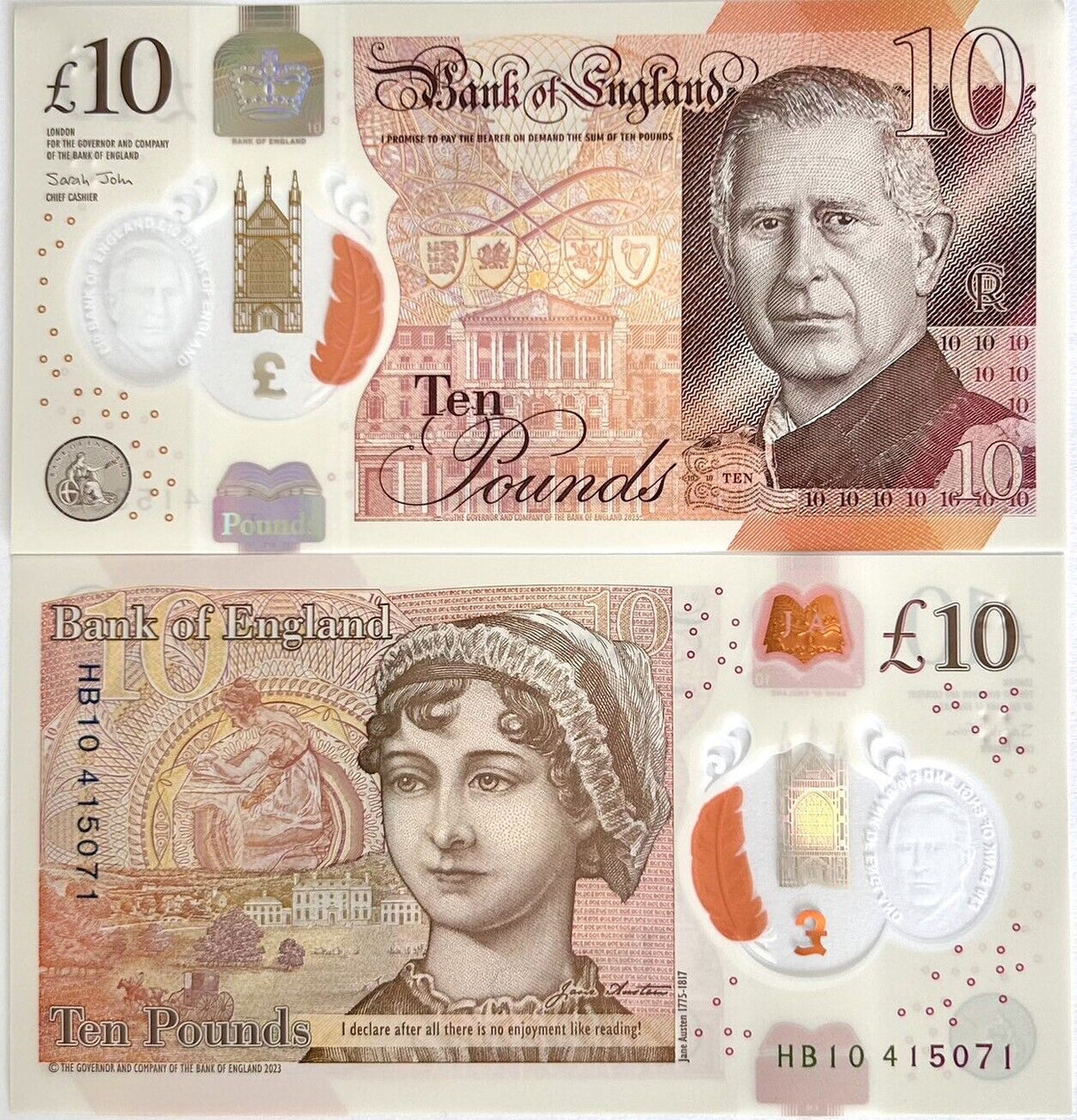 Great Britain Set 4 UNC 5 10 20 50 Pounds 2023/2024 Charles III Polymer NEW