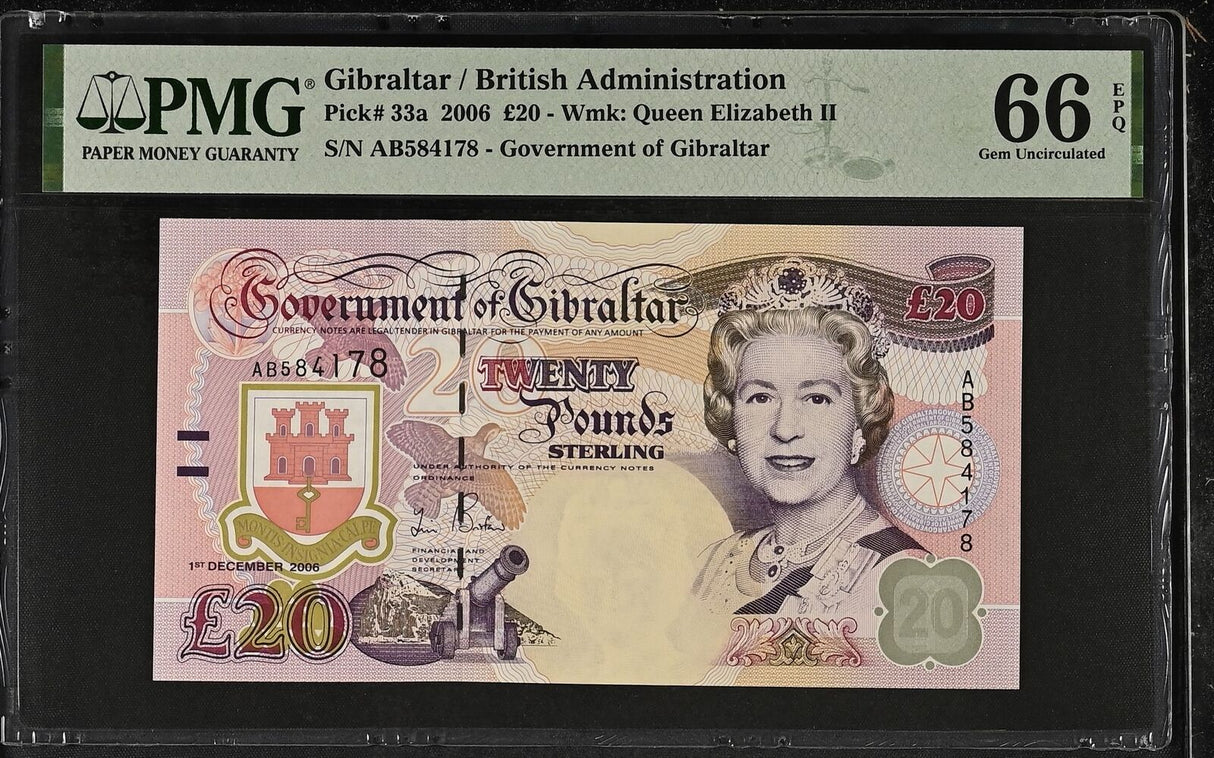 Gibraltar 20 Pounds 2006 P 33 a Gem UNC PMG 66 EPQ