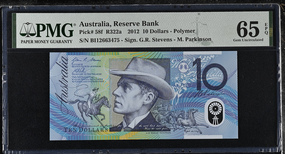 Australia 10 Dollars 2012 P 58 f Polymer Gem UNC PMG 65 EPQ