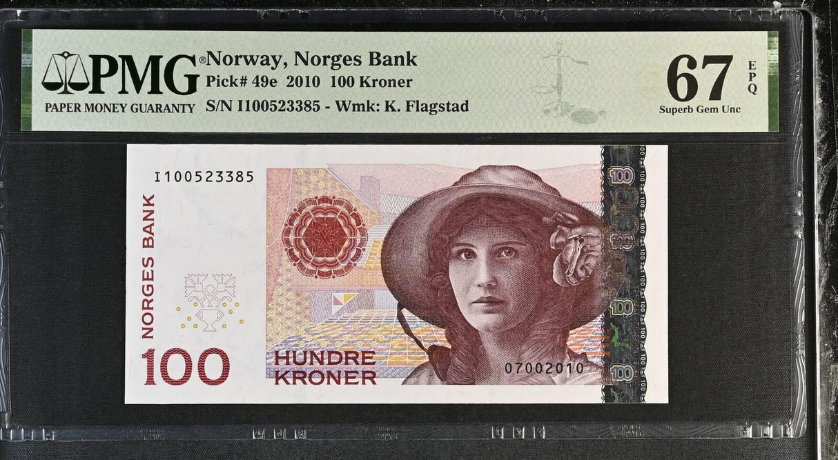 Norway 100 Kroner 2010 P 49 e Superb Gem UNC PMG 67 EPQ
