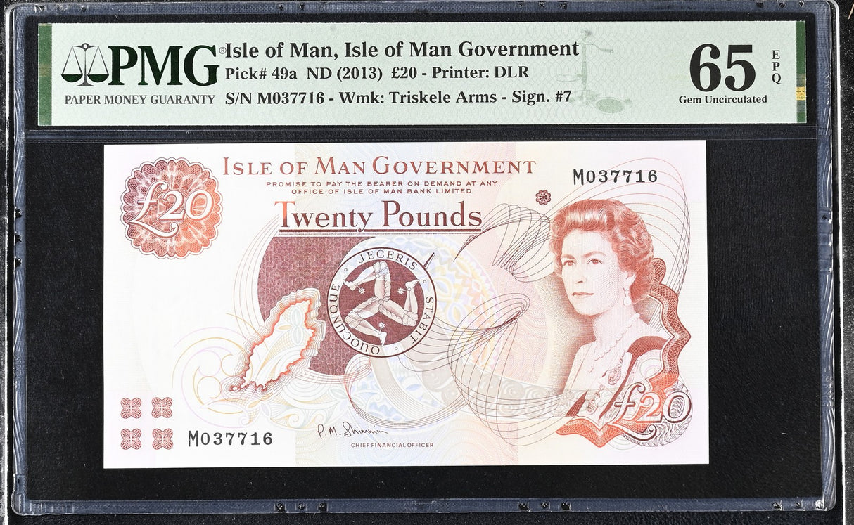 Isle of Man 20 Pounds ND 2013 P 49 a Gem UNC PMG 65 EPQ