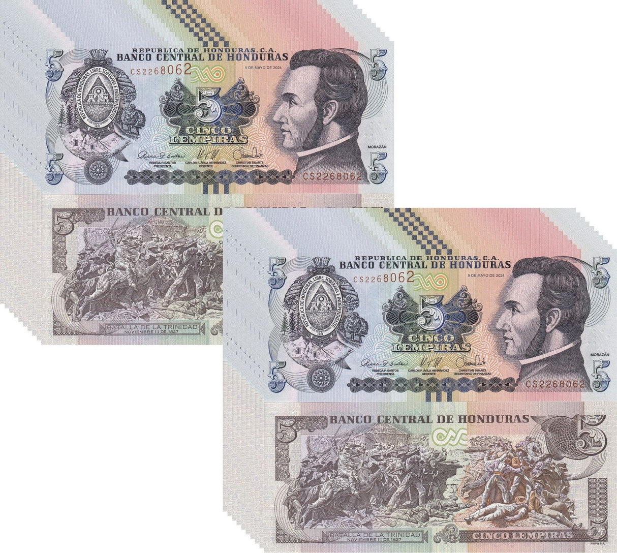 Honduras 5 Lempiras 2024 P 98 g UNC LOT 20 PCS