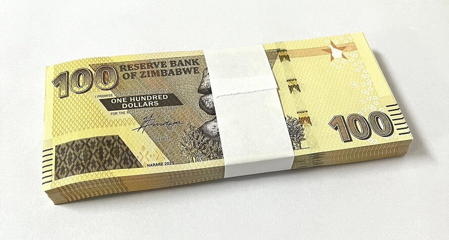 Zimbabwe 100 Dollars 2023/2024 P 106 UNC Lot 100 Pcs 1 Bundle