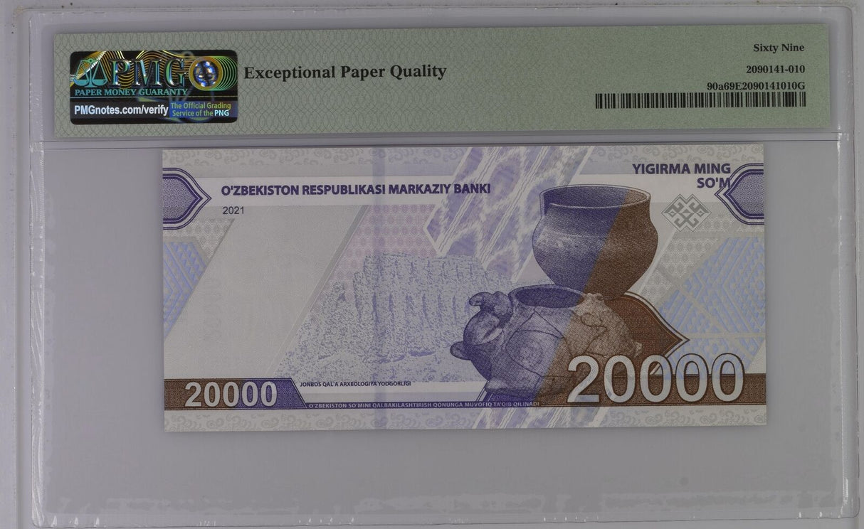 Uzbekistan 20000 Som 2021 P 90 a Superb Gem UNC PMG 69 EPQ Top Pop