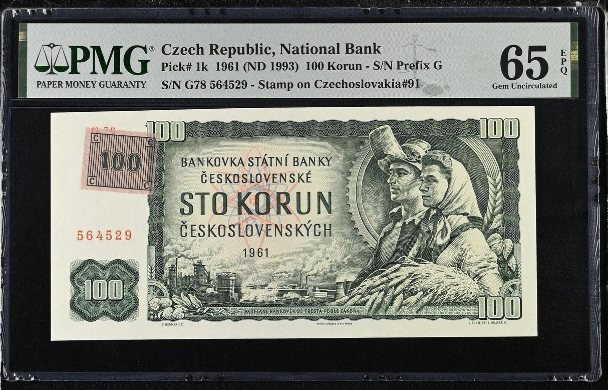 Czech Republic 100 Korun 1961 ND 1993 P 1 k Gem UNC PMG 65 EPQ