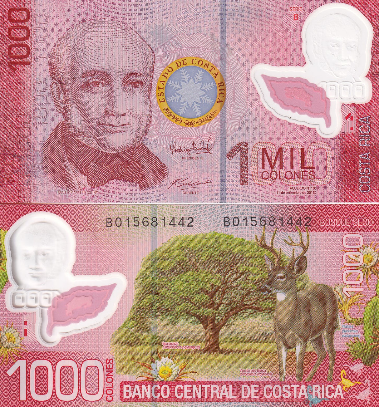 Costa rica 1000 Colones 2013 P 274 b Polymer UNC