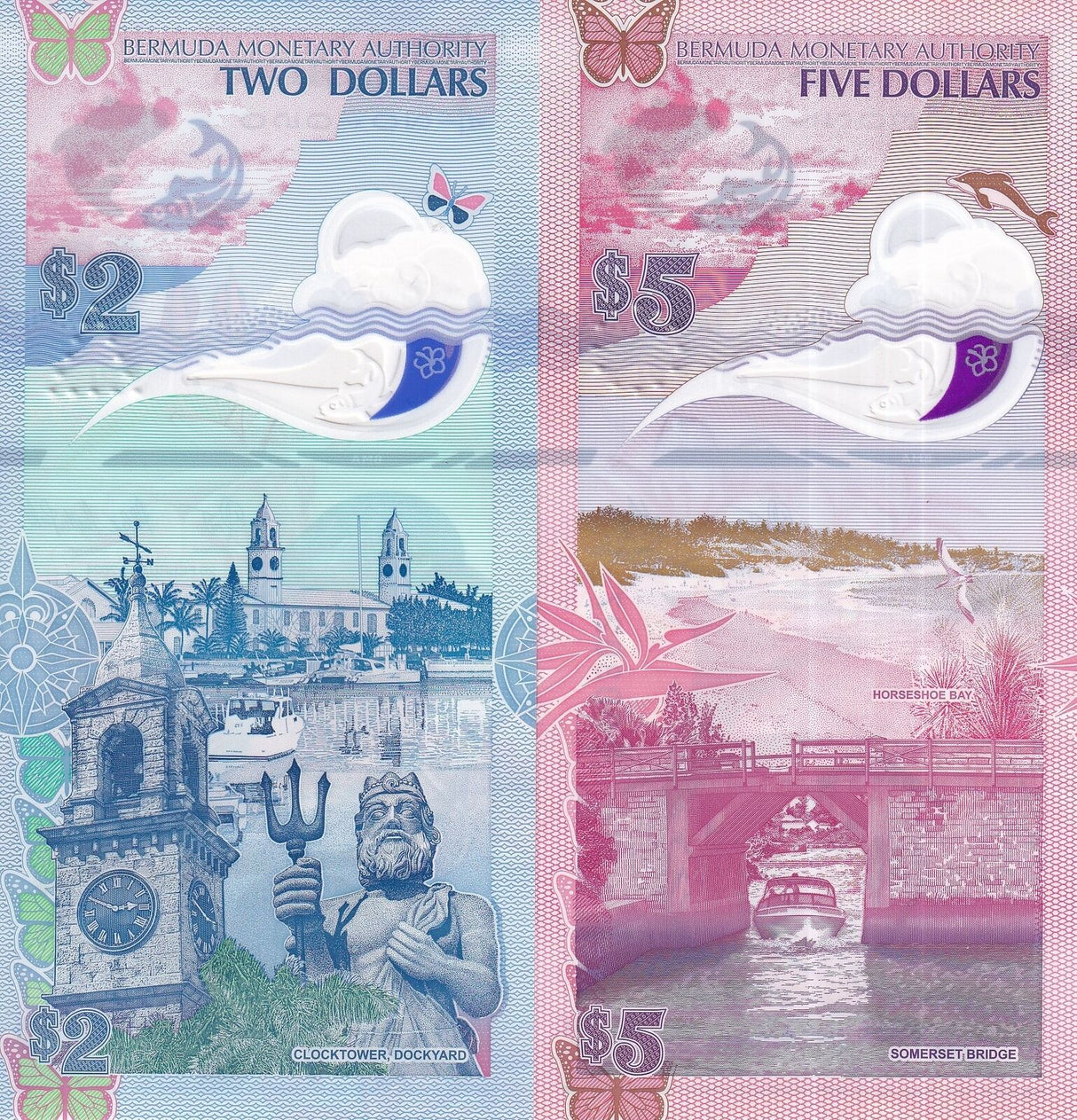 Bermuda Set 2 PCS 2 5 Dollars 2024 P 63 P 64 New Polymer UNC