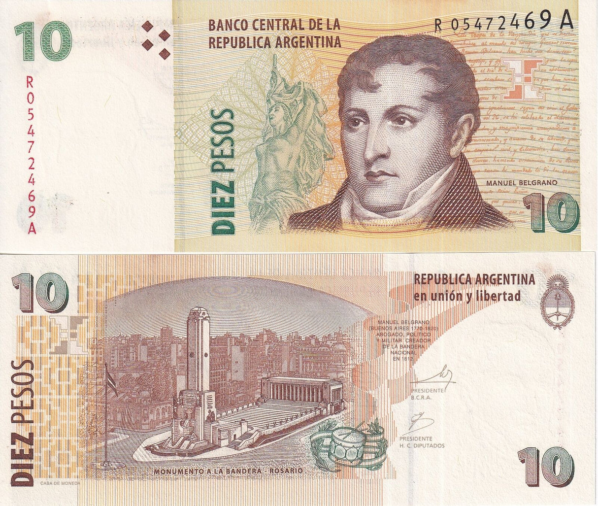 Argentina 10 Pesos ND 2003 P 354 a* Replacement R-A UNC