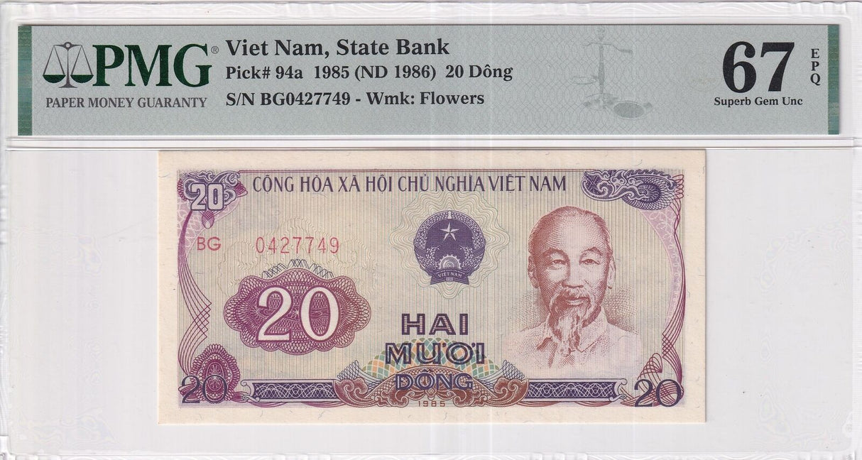 Vietnam 20 Dong ND 1986 P 94 a Superb Gem UNC PMG 67 EPQ