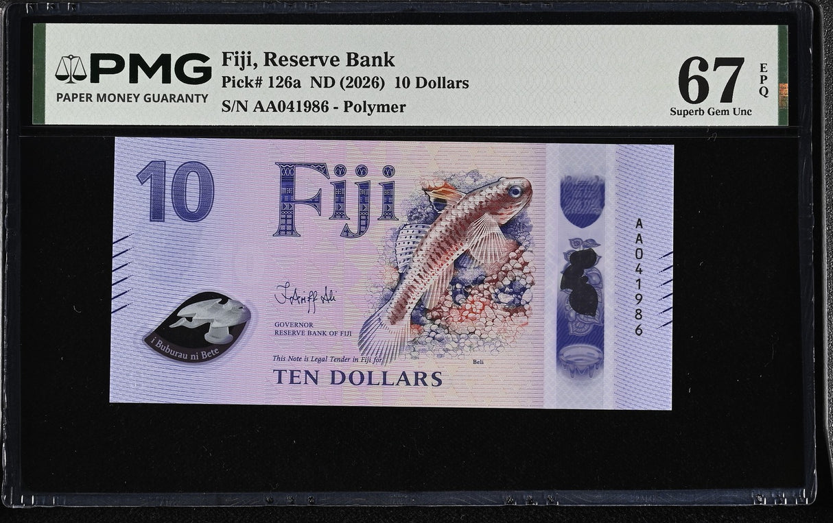 Fiji 10 Dollars ND 2026 P 126 a Superb Gem UNC PMG 67 EPQ