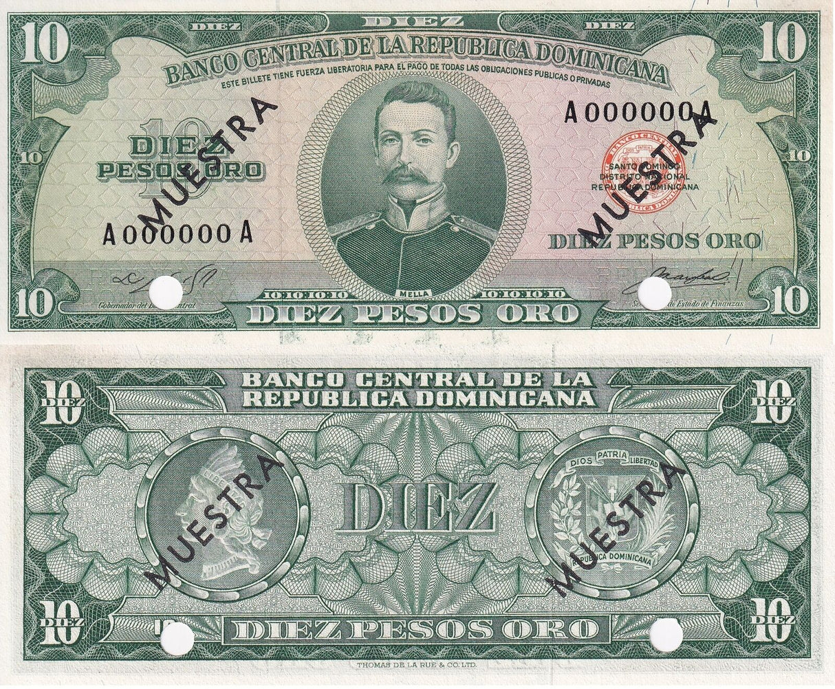 Dominican Republic 10 Pesos Oro 1964 P 101s Specimen UNC