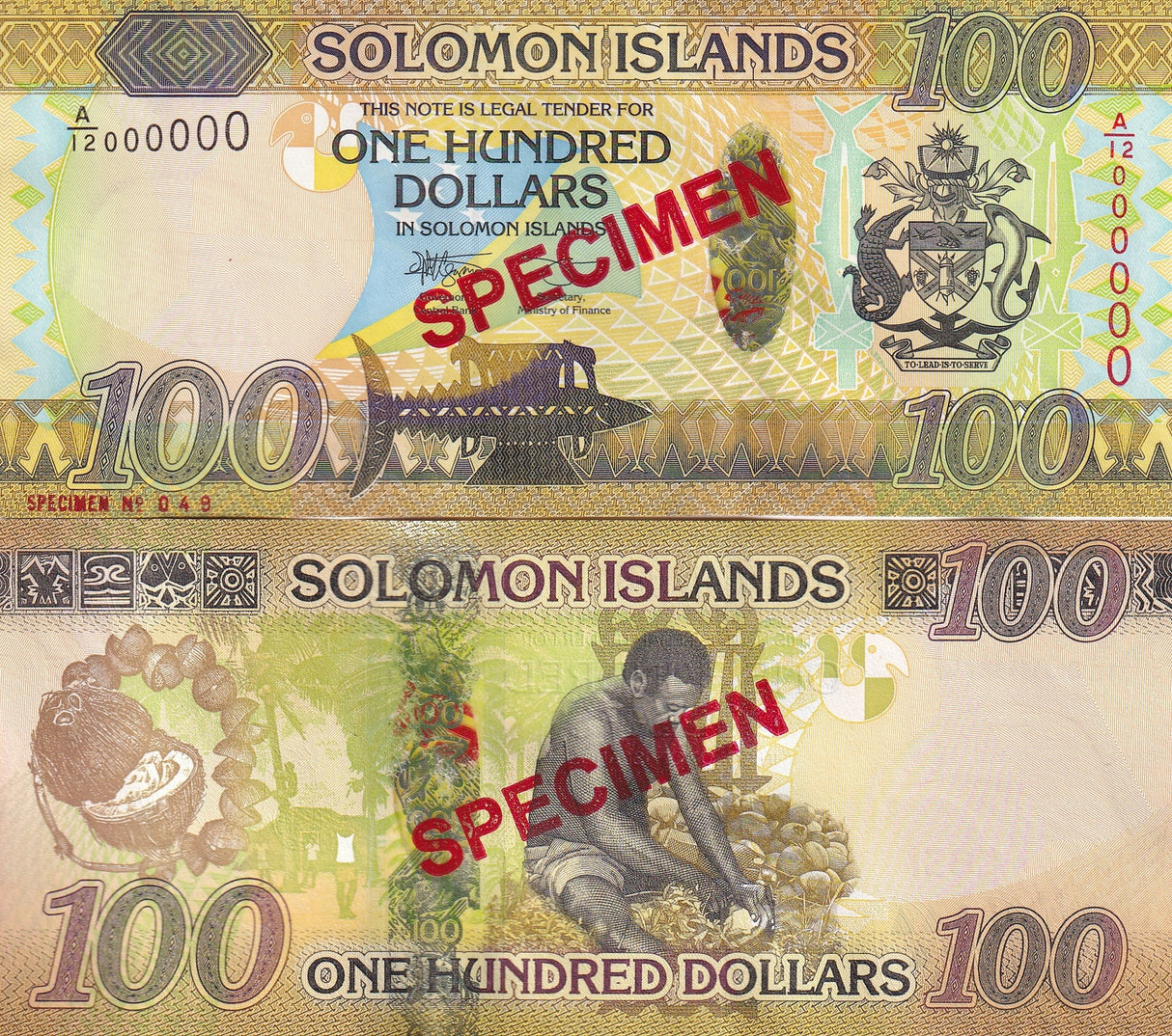 Solomon Islands 100 Dollars 2023 P 36 c Specimen UNC