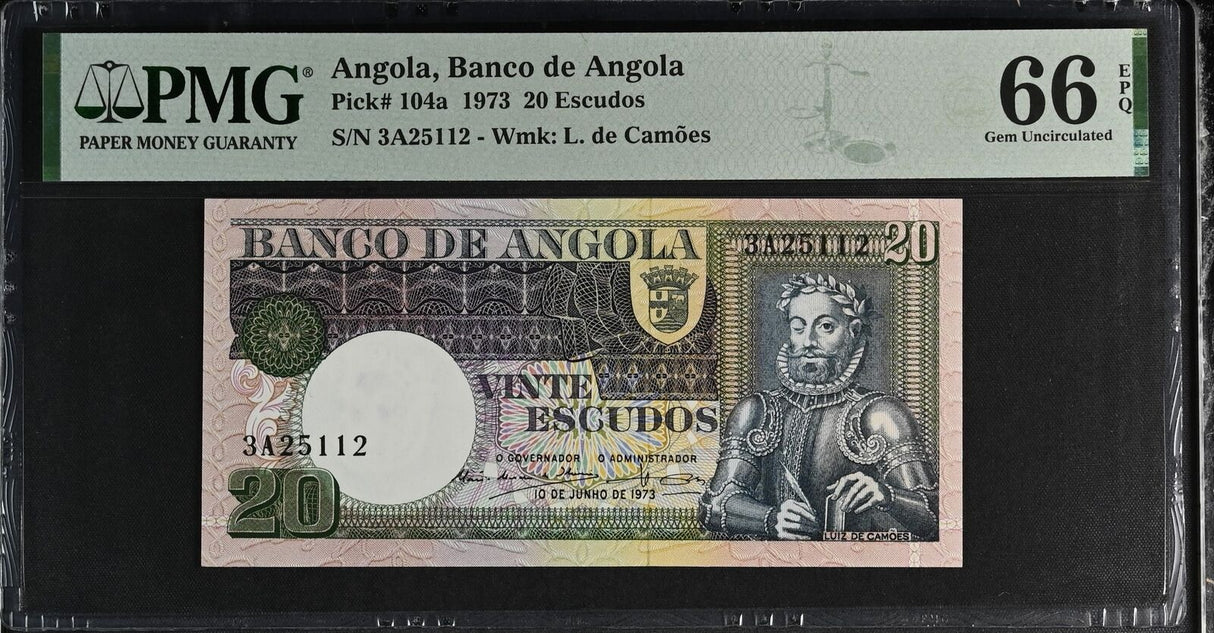 Angola 20 Kwanza 1973 P 104 a Gem UNC PMG 66 EPQ TOP POP