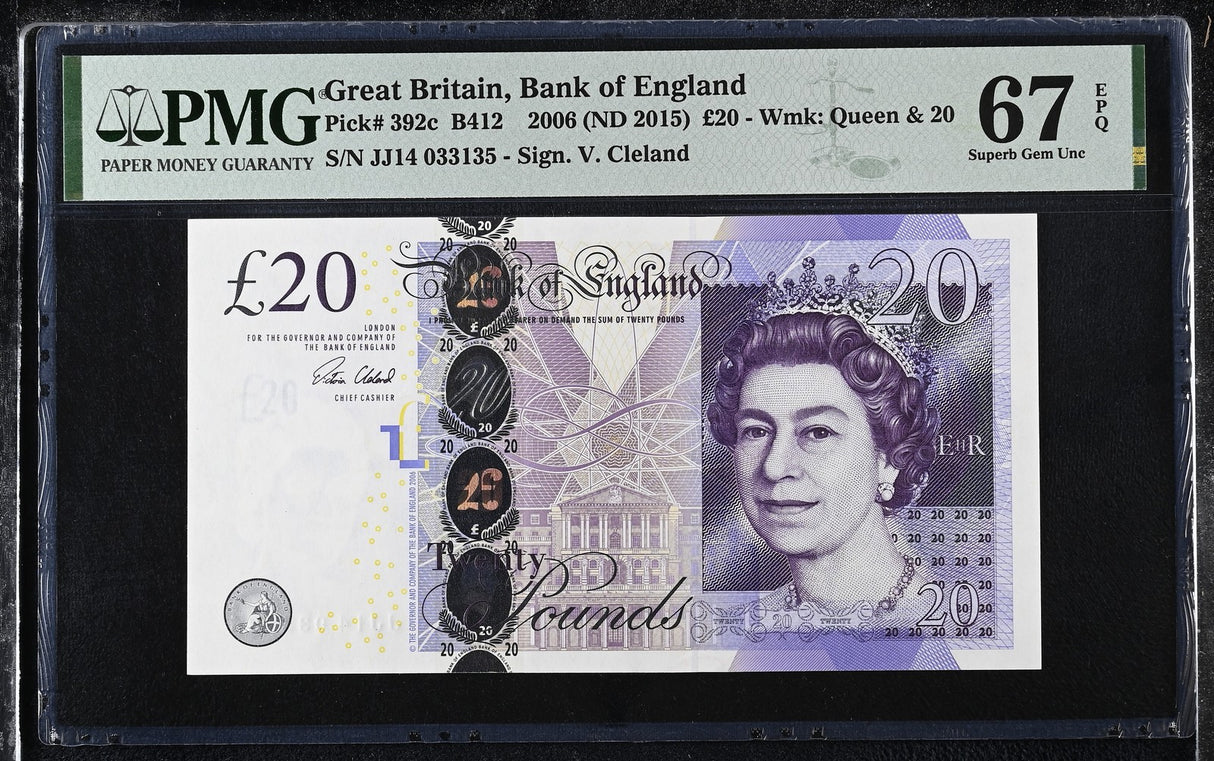 Great Britain 20 Pounds 2006 P 392 c QEII Superb Gem UNC PMG 67 EPQ