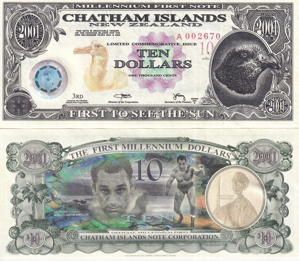 Chatham Islands 10 Dollars 2001B Fantasy AUnc