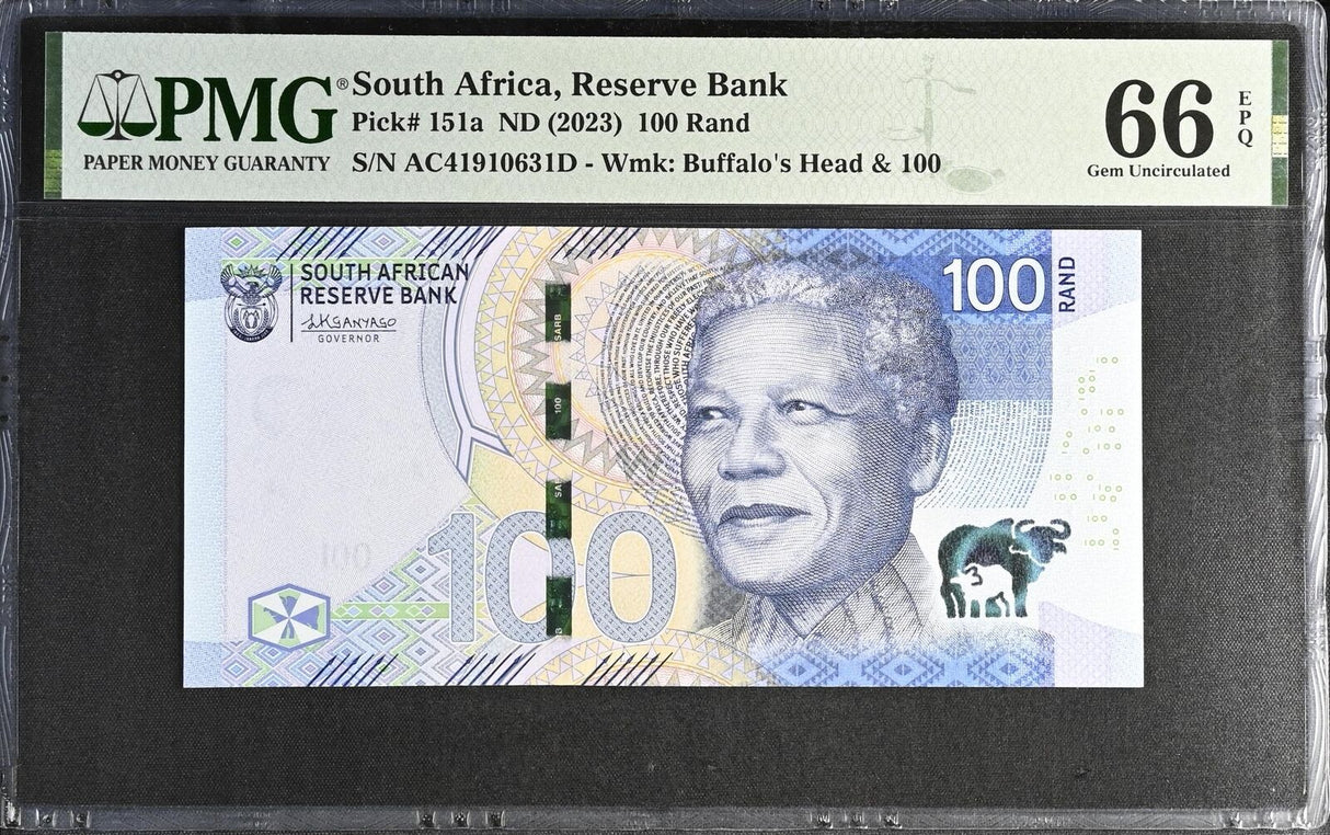 South Africa 100 Rand ND 2023 P 151 a Gem UNC PMG 66 EPQ