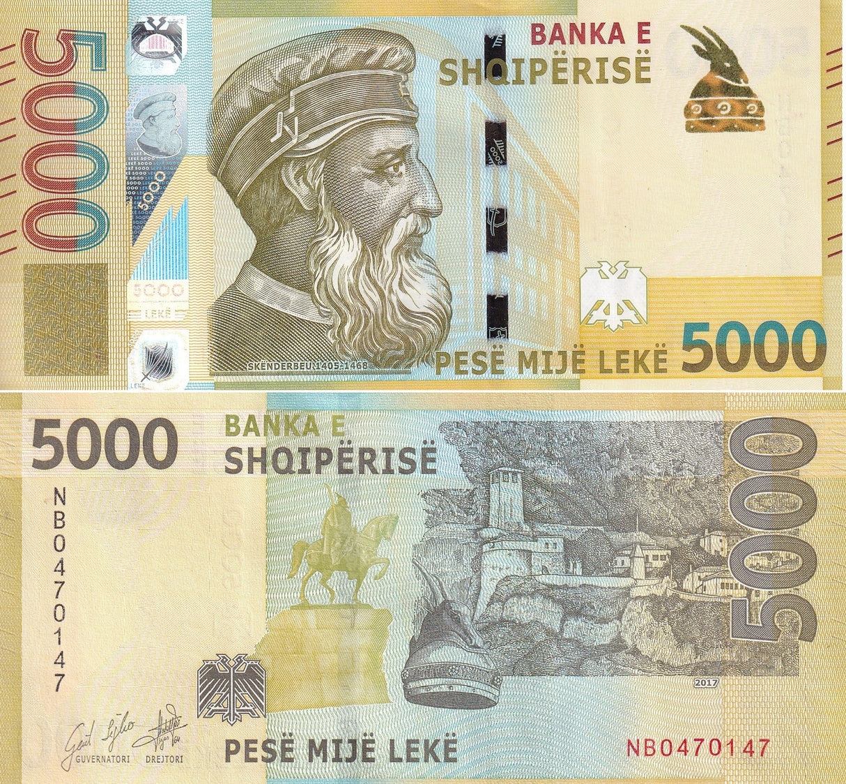 Albania 5000 Leke 2017 P 80 a UNC