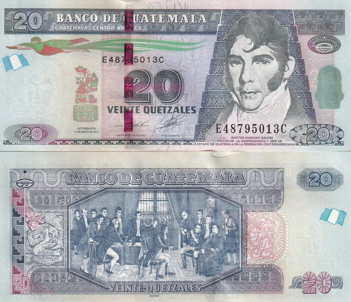 Guatemala 20 Quetzales 2011 P 124 b UNC