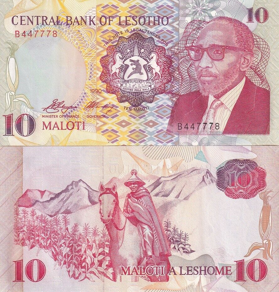 Lesotho 10 Maloti 1990 P 11 UNC LOT 3 PCS