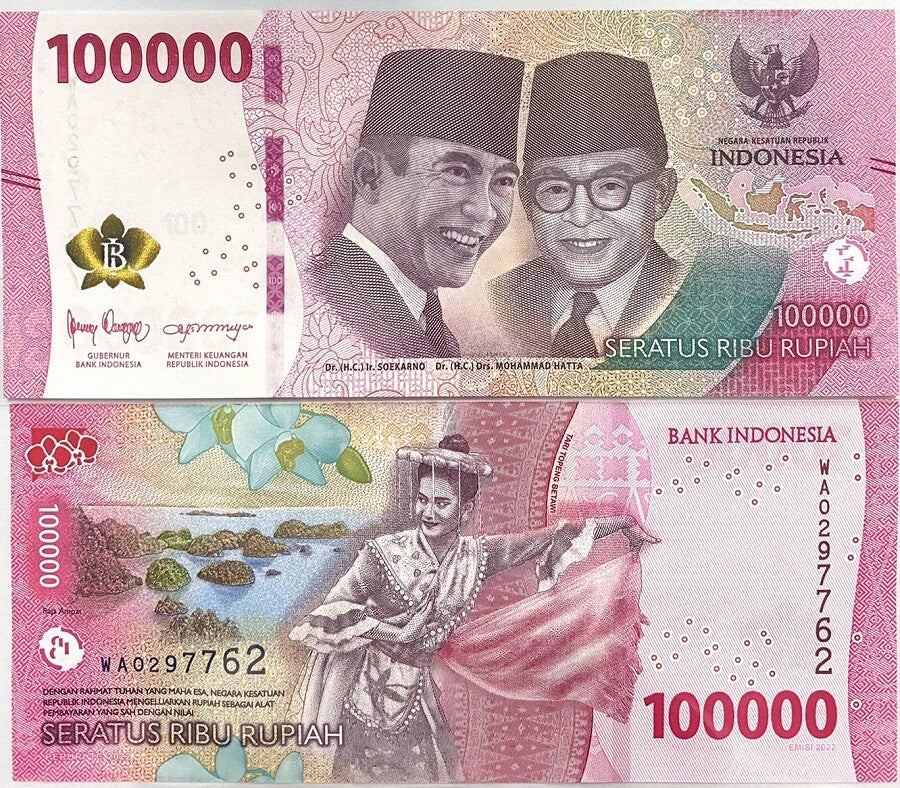 Indonesia 100000 Rupiah 2022/Mixed Years P 168 UNC