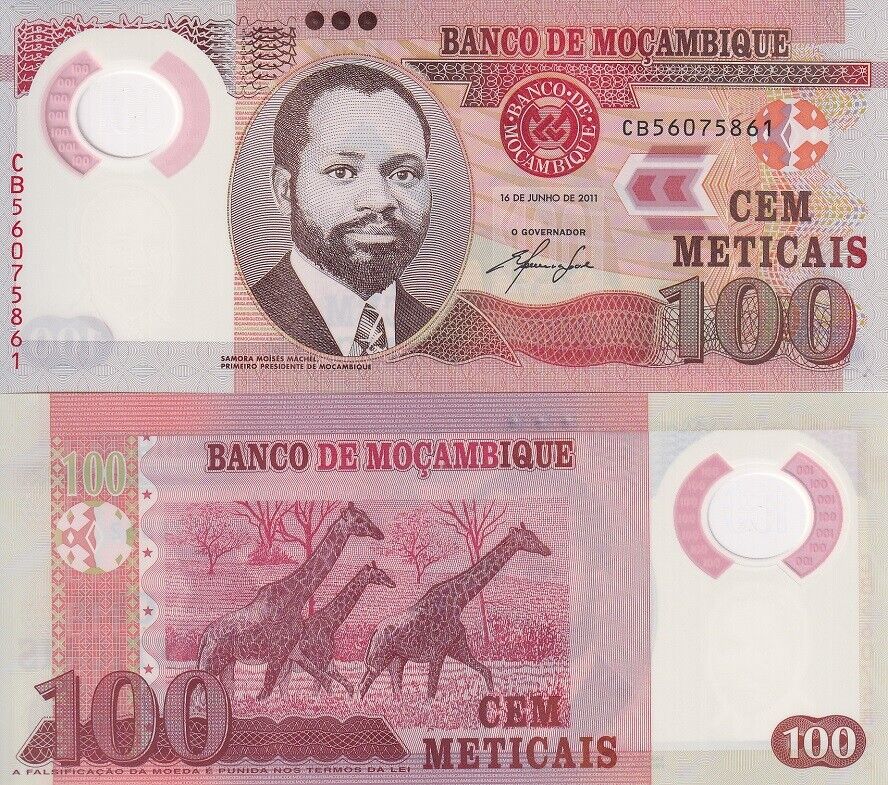 Mozambique 100 Meticais 2011 P 151 Polymer UNC LOT 3 PCS