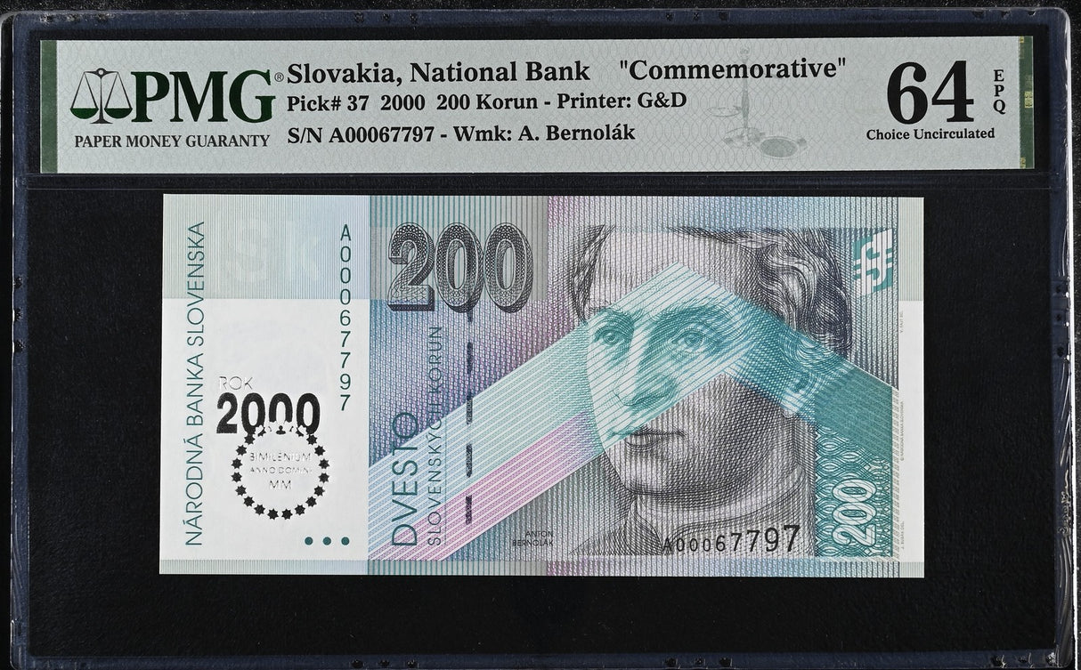 Slovakia 200 Korun 2000 P 37 Commemorative Choice UNC PMG 64 EPQ