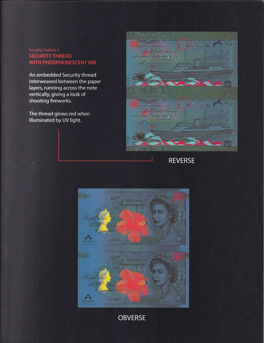 Malaysia Test Note Inaugural Visit QEII Queen Yacht 2022 50th UNC Official Book